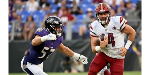 La racha ganadora de 24 juegos de los Baltimore Ravens fue rota por los Washington Commanders
